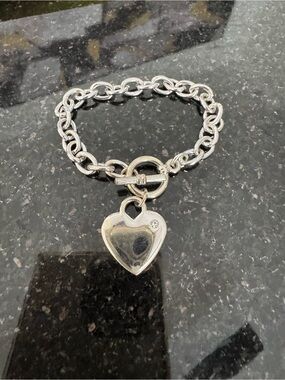 Silver Heart Toggle Charm Bracelet - Brand Unknown